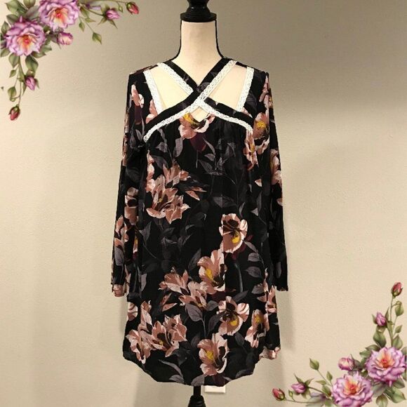 Bohemian style a line Long sleeve floral dress - Picture 1 of 12